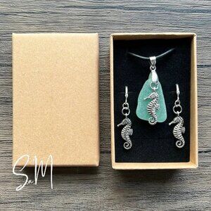Worn Once - Hand Crafted Seahorse Pendant and Earrings Set!